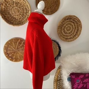H&M Red Chunky Knit Turtleneck Pullover Sweater Size XS / Small